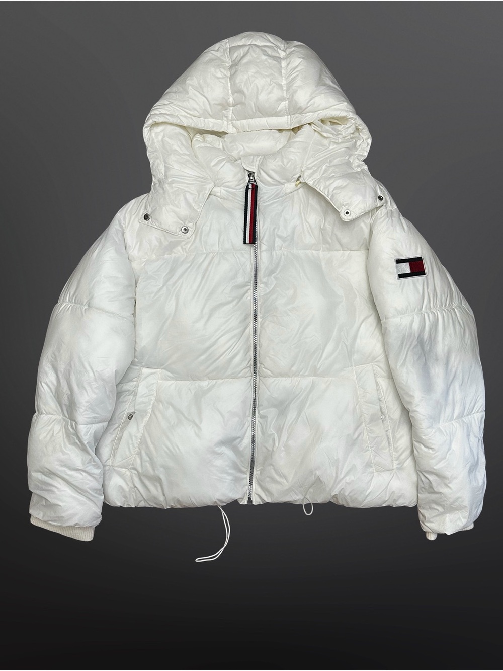 Tommy Hilfiger White Hooded Puffer Jacket Size L